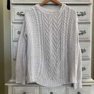 Vici Cream Speckled Cable Knit Sweater